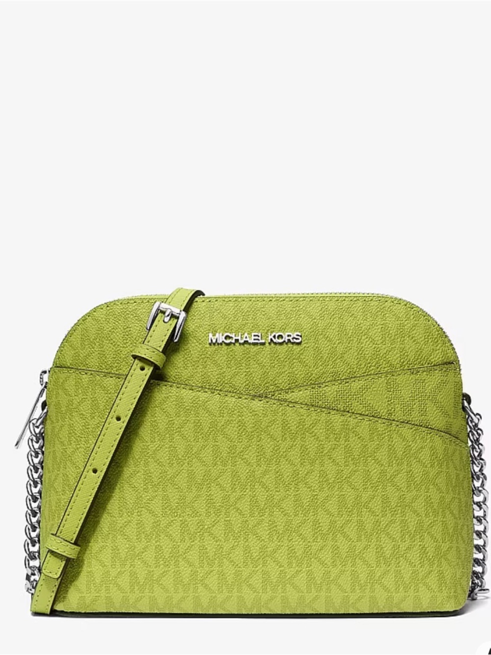 Michael Kors Jet Set Travel Medium Logo Dome Crossbody XBODY Bag 
Lime 
NWT